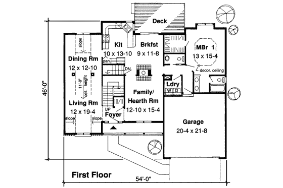 Floor Plan - Main Floor for Traditional House Plan #312-421 - 3 bed, 2.5 bath