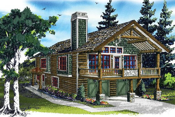 Exterior - Front Elevation 3 for Country House Plan #942-20 - 1 bed, 1 bath