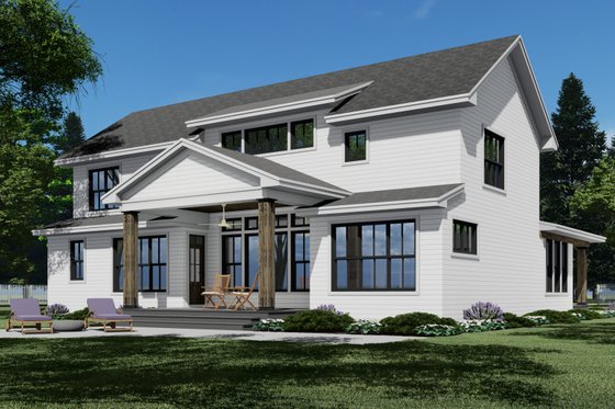 Exterior - Rear Elevation for Farmhouse House Plan #51-1207 - 5 bed, 3.5 bath