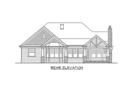 Exterior - Rear Elevation 2 for Craftsman House Plan #132-230 - 2 bed, 2.5 bath
