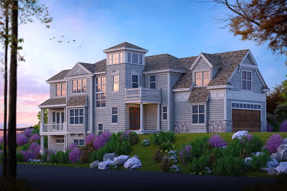 Exterior - Front Elevation for Beach House Plan #103-206 - 4 bed, 4.5 bath