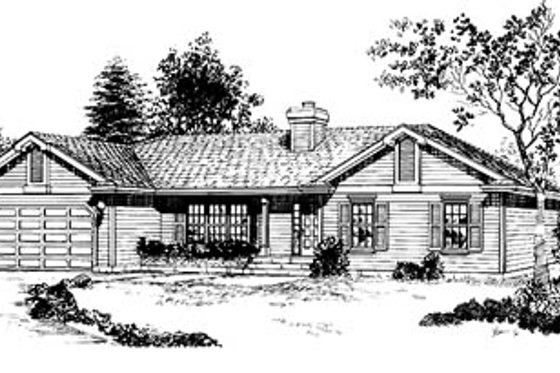 Exterior - Front Elevation for Ranch House Plan #47-207 - 3 bed, 2 bath