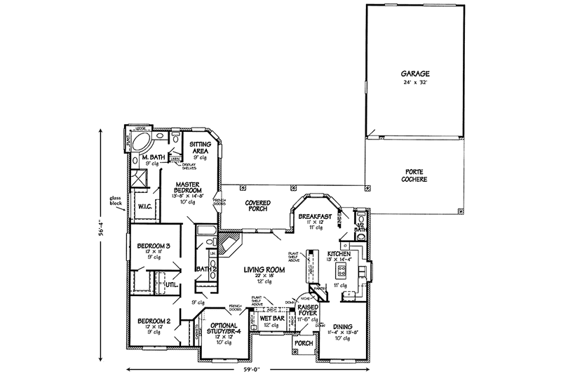 Home Plan - Floor Plan - Main Floor for Country House Plan #968-15 - 3 bed, 2.5 bath