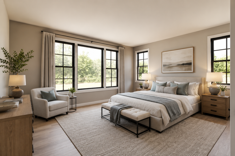 Architectural House Design - Interior - Master Bedroom for Farmhouse House Plan #48-1226 - 2 bed, 2 bath