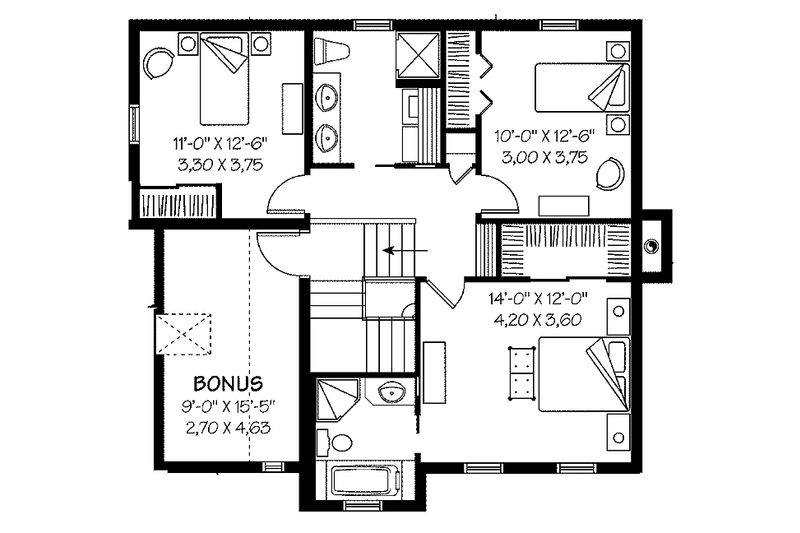 Home Plan - Floor Plan - Upper Floor for Country House Plan #23-2443 - 3 bed, 2.5 bath