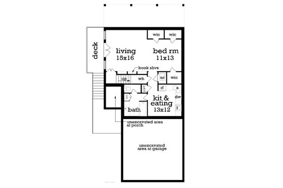 Floor Plan - Lower Floor for Craftsman House Plan #45-591 - 3 bed, 3 bath