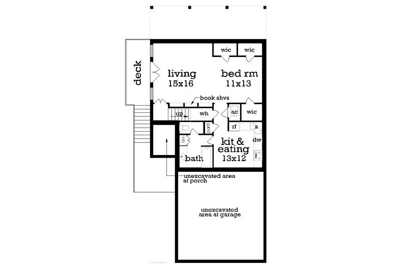 House Blueprint - Floor Plan - Lower Floor for Craftsman House Plan #45-591 - 3 bed, 3 bath
