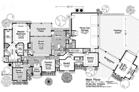 Floor Plan - Main Floor for European House Plan #310-1280 - 4 bed, 3.5 bath