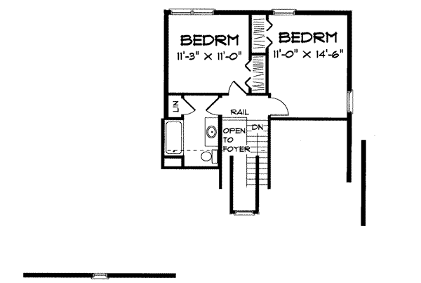 Traditional Floor Plan - Upper Floor Plan #75-107