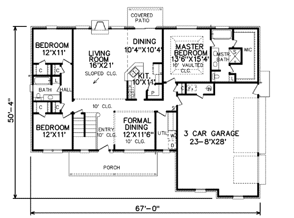 Southern Floor Plan - Main Floor Plan #65-476