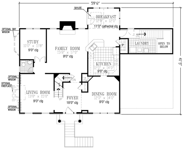 House Plan Design - Colonial Floor Plan - Main Floor Plan #953-43