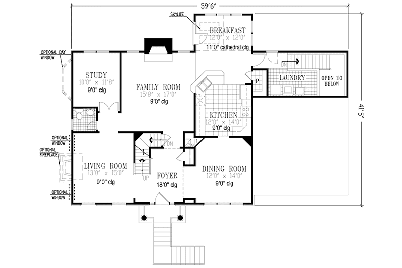 Architectural House Design - Floor Plan - Main Floor for Colonial House Plan #953-43 - 4 bed, 2.5 bath