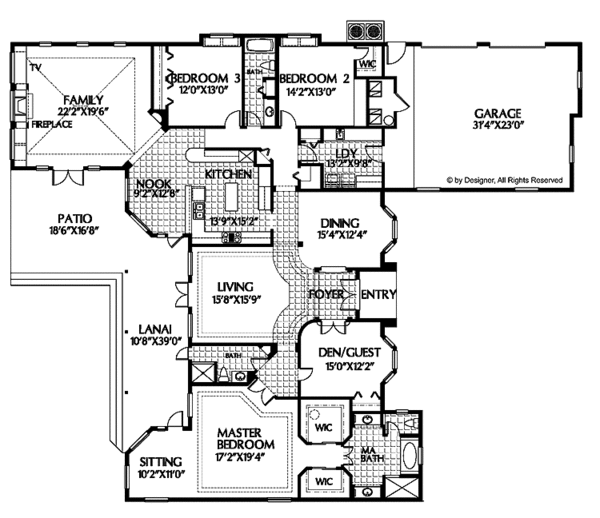 Home Plan - Ranch Floor Plan - Main Floor Plan #999-20
