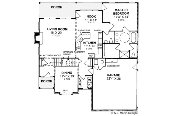Floor Plan - Main Floor for Traditional House Plan #20-378 - 3 bed, 2.5 bath
