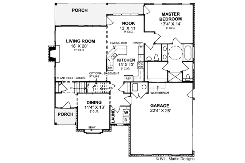 Home Plan - Floor Plan - Main Floor for Traditional House Plan #20-378 - 3 bed, 2.5 bath