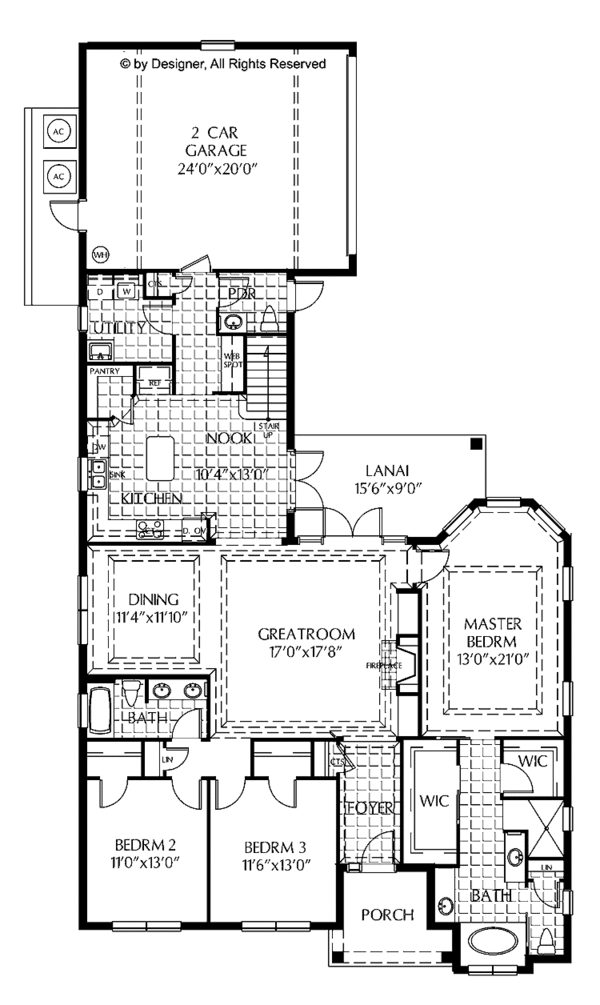 Home Plan - Ranch Floor Plan - Main Floor Plan #999-170