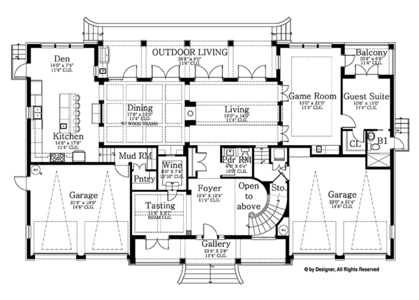 Architectural House Design - Colonial Floor Plan - Main Floor Plan #1058-82