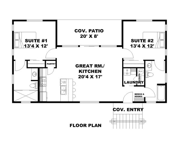Adobe / Southwestern Floor Plan - Main Floor Plan #117-1032