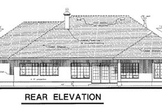 Exterior - Rear Elevation for European House Plan #18-171 - 3 bed, 2 bath