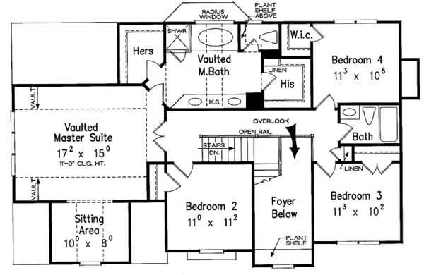 Architectural House Design - Colonial Floor Plan - Upper Floor Plan #927-166