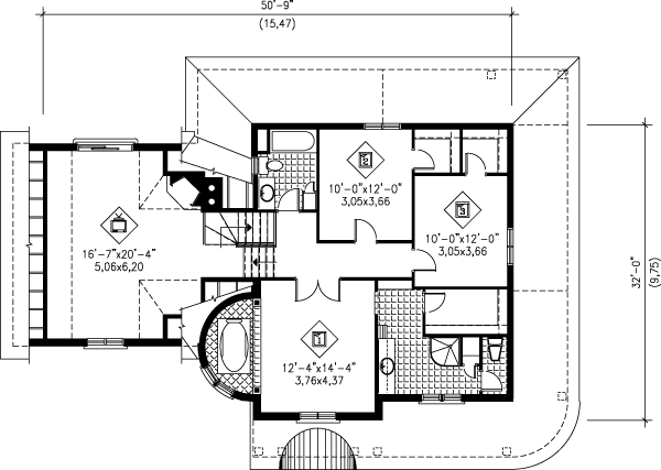 European Floor Plan - Upper Floor Plan #25-269