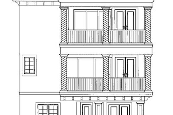 Exterior - Rear Elevation for European House Plan #115-147 - 3 bed, 2.5 bath