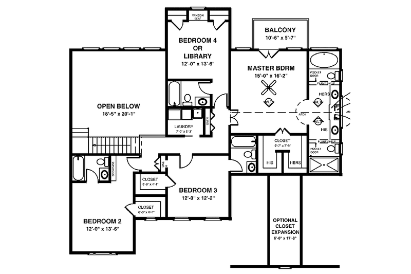 Architectural House Design - Floor Plan - Upper Floor for Country House Plan #56-668 - 5 bed, 5 bath