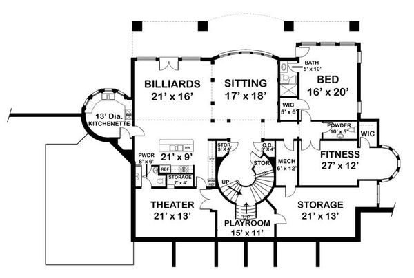 Home Plan - Classical Floor Plan - Lower Floor Plan #119-363