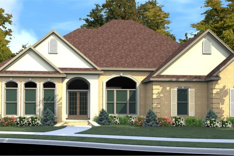 Exterior - Front Elevation 2 for European House Plan #63-298 - 3 bed, 3.5 bath