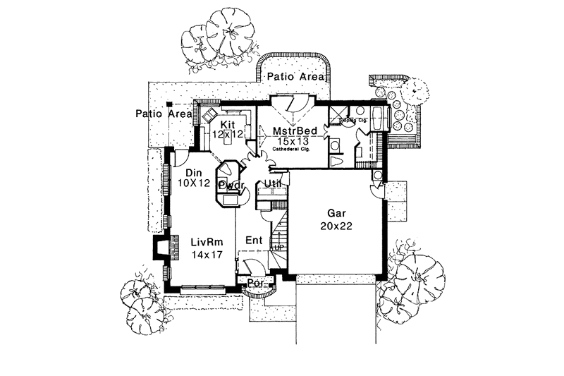 House Blueprint - Floor Plan - Main Floor for Traditional House Plan #310-1010 - 3 bed, 2.5 bath