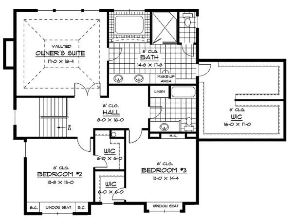House Plan Design - Traditional Floor Plan - Upper Floor Plan #51-661