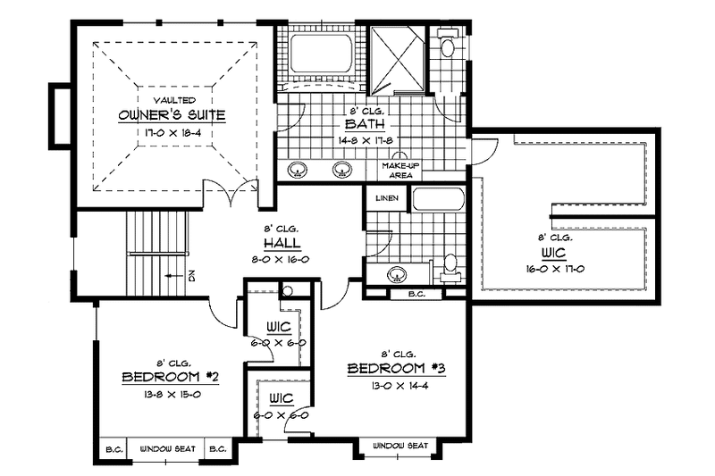 Architectural House Design - Floor Plan - Upper Floor for Traditional House Plan #51-661 - 3 bed, 2.5 bath
