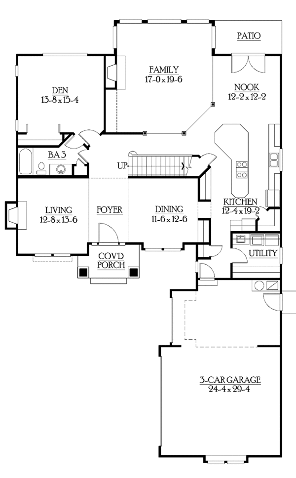Architectural House Design - Craftsman Floor Plan - Main Floor Plan #132-447