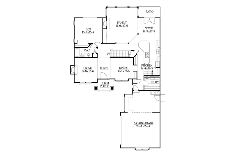 Dream House Plan - Floor Plan - Main Floor for Craftsman House Plan #132-447 - 4 bed, 3 bath
