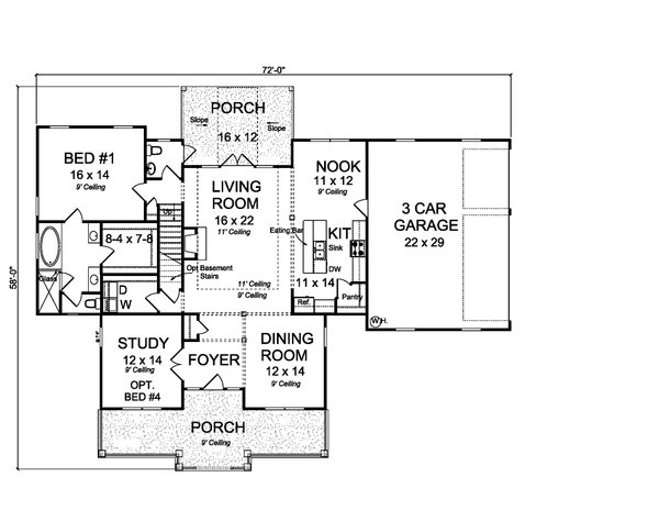 House Blueprint - Cottage Floor Plan - Main Floor Plan #513-2192
