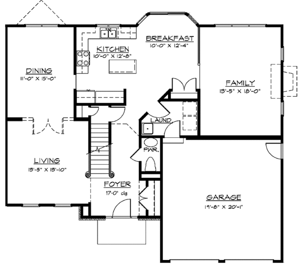 Home Plan - Colonial Floor Plan - Main Floor Plan #320-902