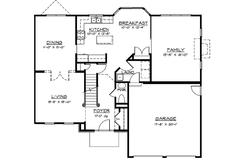 Home Plan - Floor Plan - Main Floor for Colonial House Plan #320-902 - 4 bed, 2.5 bath