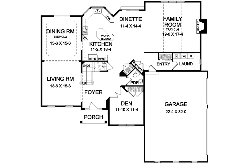 Home Plan - Floor Plan - Main Floor for Classical House Plan #328-387 - 4 bed, 3.5 bath