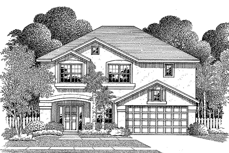 House Plan Design - Exterior - Front Elevation 3 for Mediterranean House Plan #999-73 - 4 bed, 2.5 bath