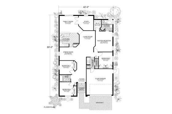 Floor Plan - Main Floor for Mediterranean House Plan #420-258 - 4 bed, 2.5 bath