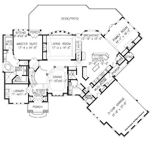 House Plan Design - Country Floor Plan - Main Floor Plan #54-301