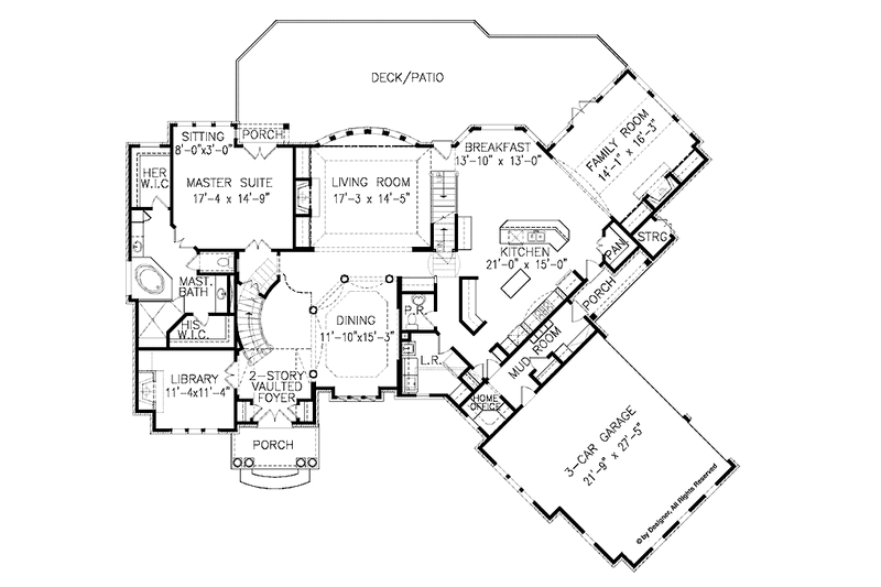 Home Plan - Floor Plan - Main Floor for Country House Plan #54-301 - 4 bed, 4.5 bath