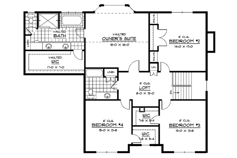 Dream House Plan - Floor Plan - Upper Floor for Traditional House Plan #51-662 - 4 bed, 2.5 bath