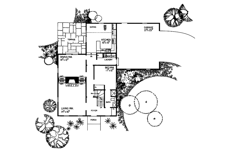 Home Plan - Floor Plan - Main Floor for Colonial House Plan #72-673 - 3 bed, 2 bath