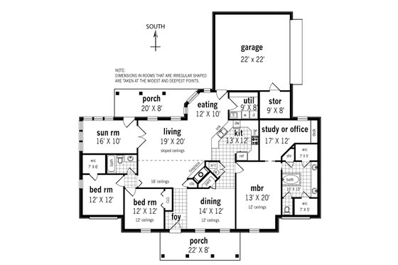 Floor Plan - Main Floor for Traditional House Plan #45-599 - 3 bed, 2 bath
