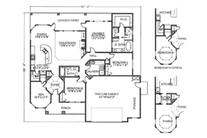 Floor Plan - Main Floor for Adobe / Southwestern House Plan #24-138 - 4 bed, 2 bath
