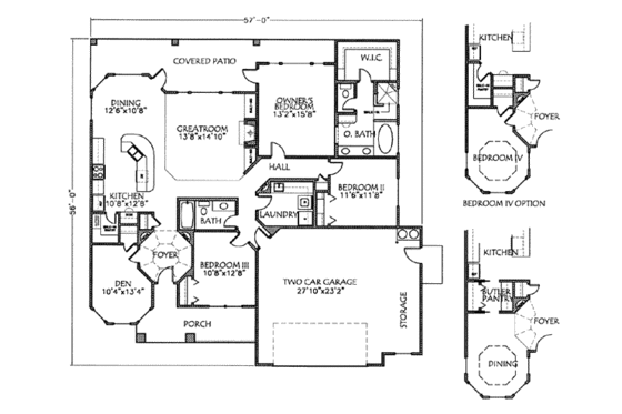 Floor Plan - Main Floor for Adobe / Southwestern House Plan #24-138 - 4 bed, 2 bath