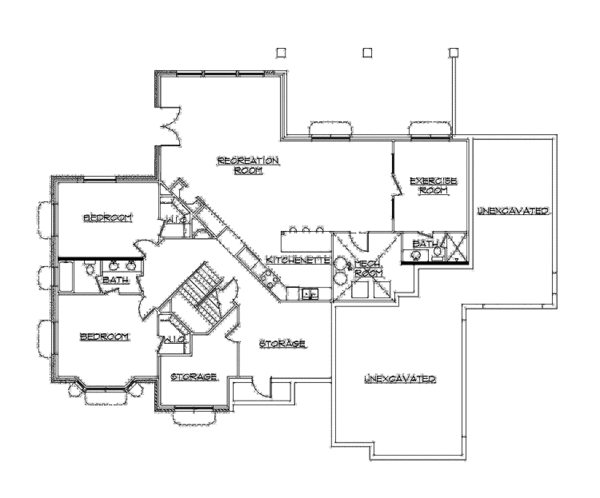 House Plan Design - Mediterranean Floor Plan - Lower Floor Plan #945-99