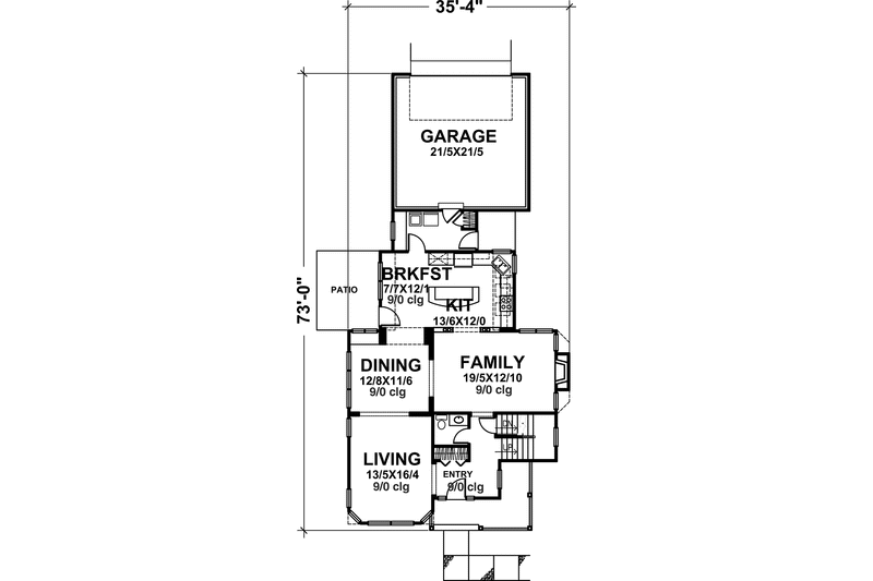 Home Plan - Floor Plan - Main Floor for Country House Plan #320-1406 - 4 bed, 2.5 bath