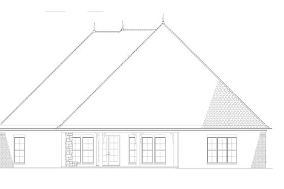 Exterior - Rear Elevation for Country House Plan #17-3340 - 4 bed, 3 bath